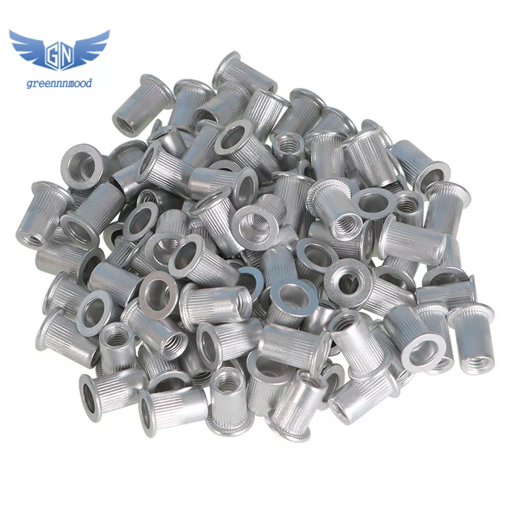 CIRCLE- M6 6Mm Flat Head Aluminum Rivet Nut Rivnut Insert Nut Pack Of 100