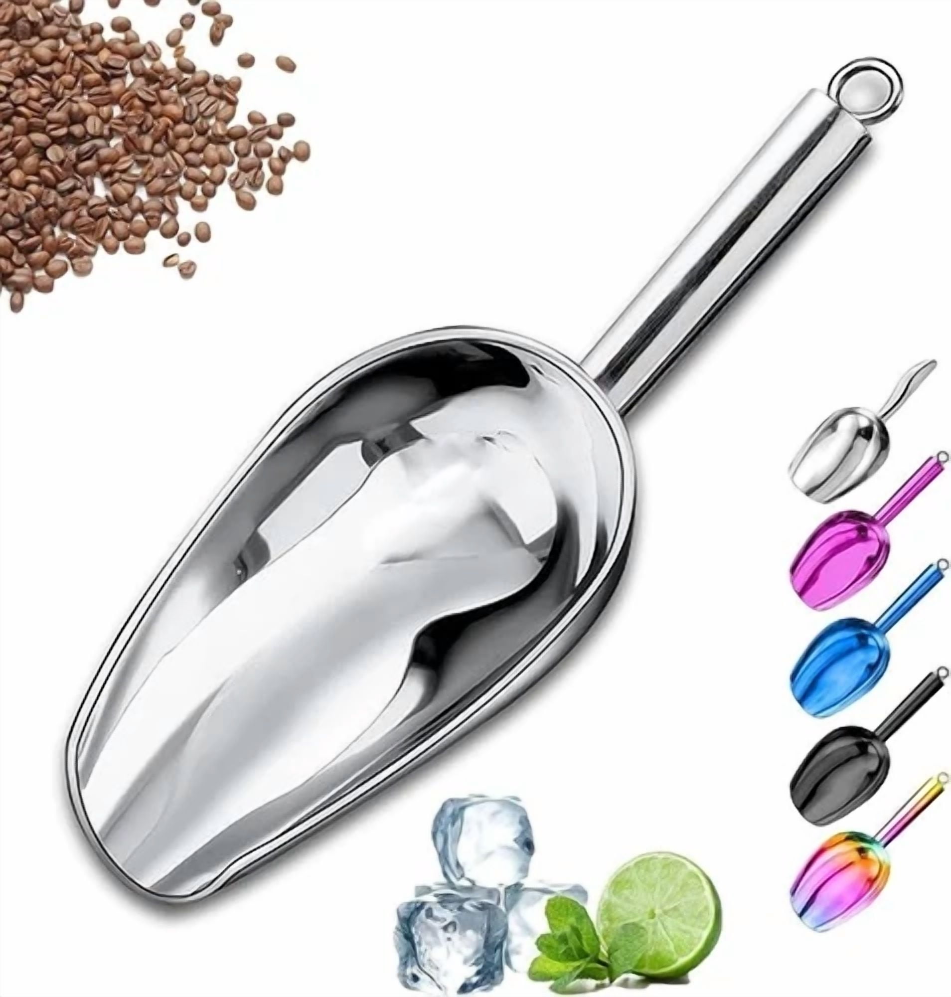 CIRCLE- Metal Ice Scoop, Kitchen Ice Scooper, Stainless Steel, 3 Oz, Silver