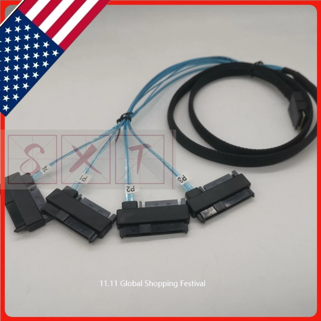 CIRCLE- Mini Sas 36P Sff-8087 To 4 Sff-8482 Connectors With Sata Power Cable 3Ft 1M