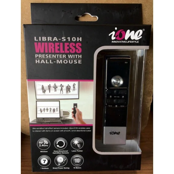 CIRCLE- NEW iOne Libra-S10H Wireless Presenter with Hall-Mouse Remote Laser Pointer USB