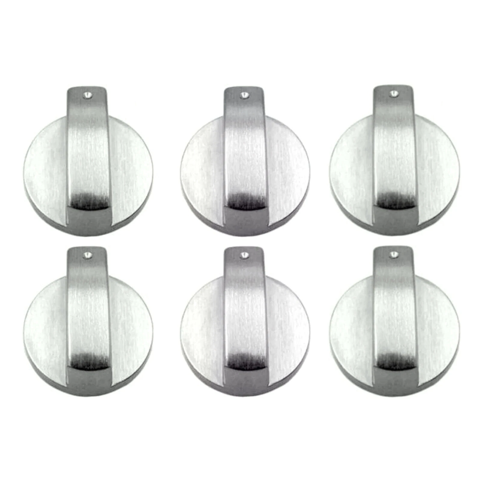 CIRCLE- New Silver 6Pcs Gas Stove Knobs Cooker Oven Kitchen Control Metal Replace