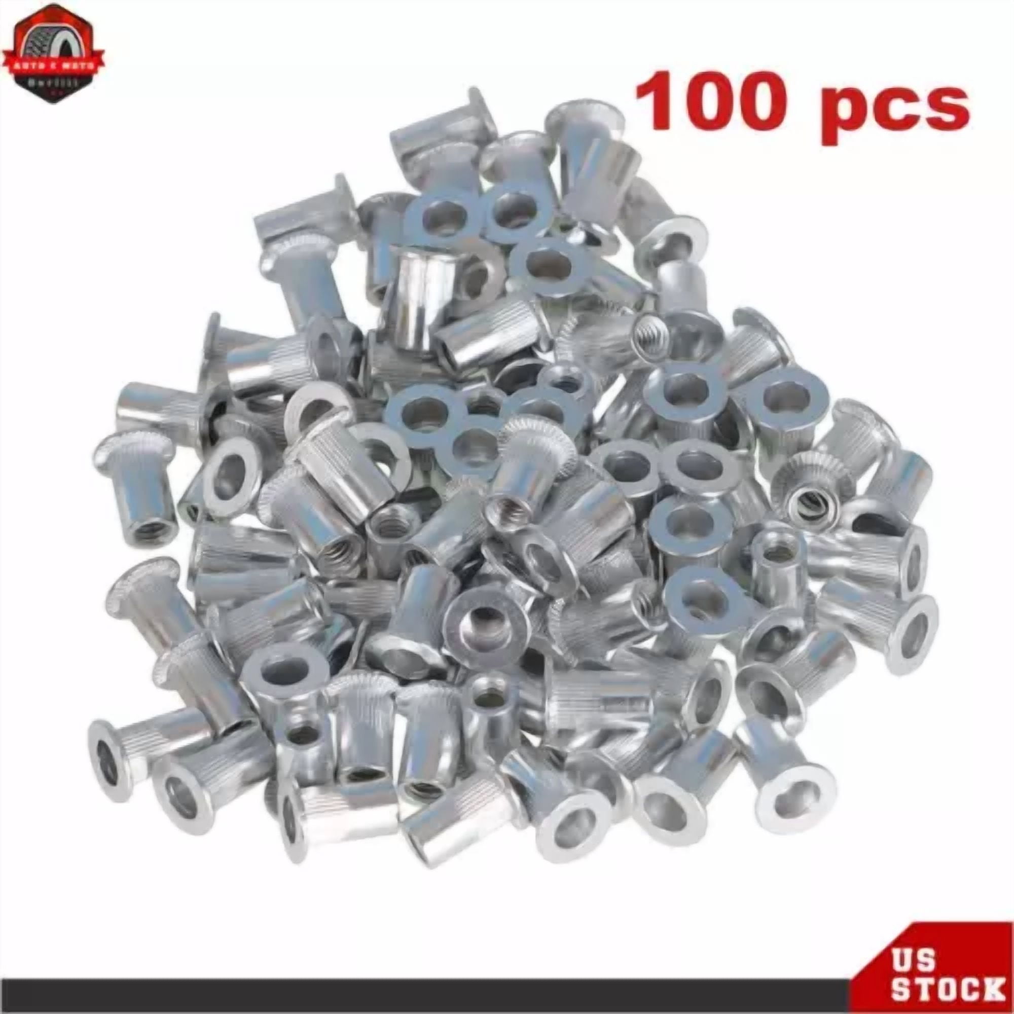CIRCLE- Pack 100 8-32 Aluminum Flange Nutserts Rivet Nut Rivnut Nutsert New