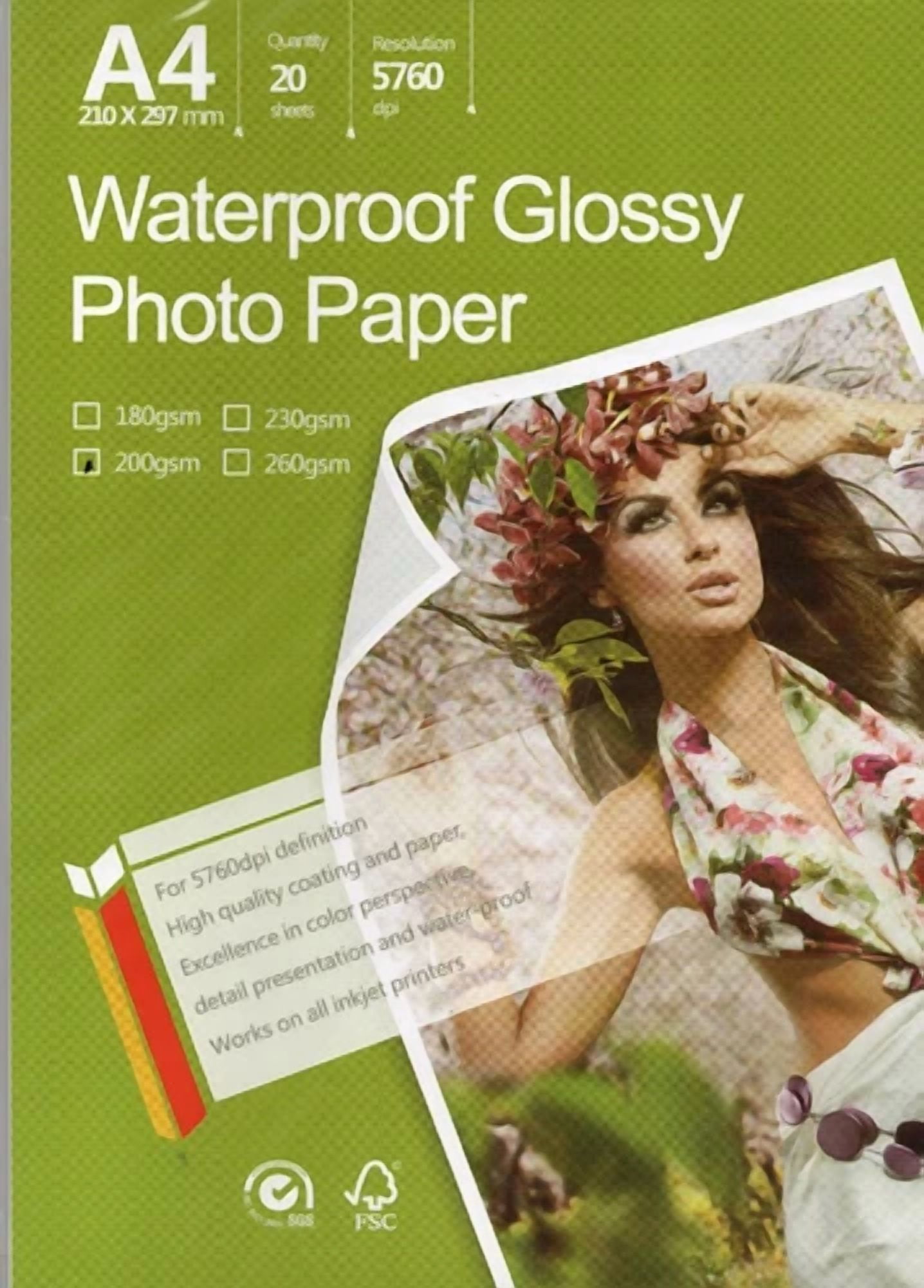 CIRCLE- Photography Glossy White Paper 8.3"X11.7" A4 Size 20 Sheets Weight 200Gsm