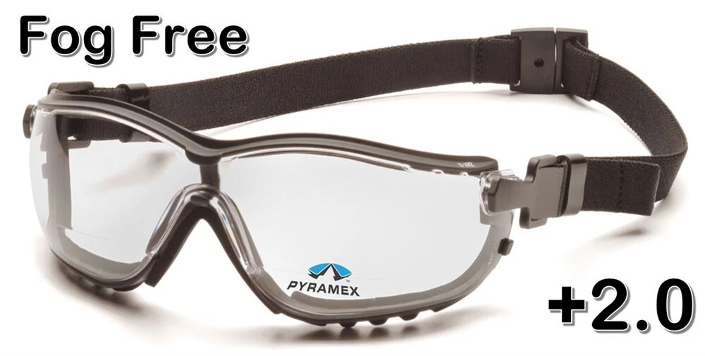 CIRCLE- Pyramex V2G Safety Glasses With 2.0 Magnification Fog Free Clear Lens