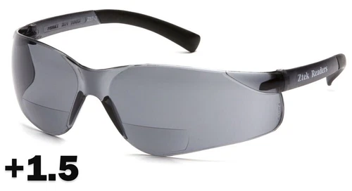 CIRCLE- Pyramex Ztek Bifocal Reader Safety Glasses With 1.5 Smoke Lens
