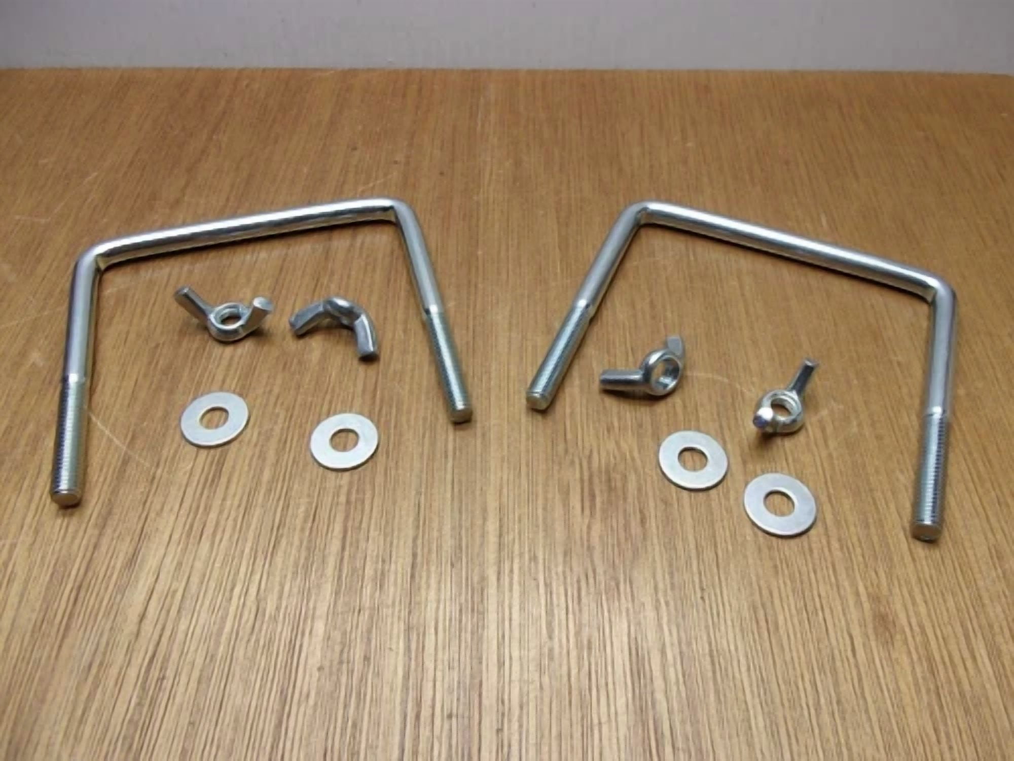CIRCLE- (Qty.2) 5/16-18 X 3-3/4" X 3-1/2" Zinc Steel Square U-Bolt Wing Nuts Washers