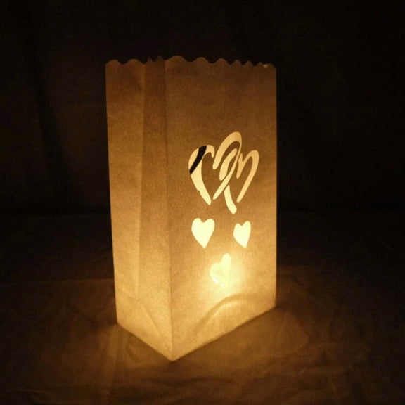 CIRCLE- Quasimoon Double Heart Paper Luminaries / Luminary Lantern Bags Path Lighting...