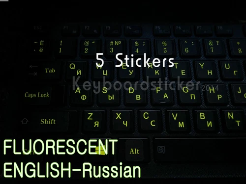CIRCLE- Russian Keyboard Stickers Fluorescent Letters Printed In Korea.5Pcs Deal