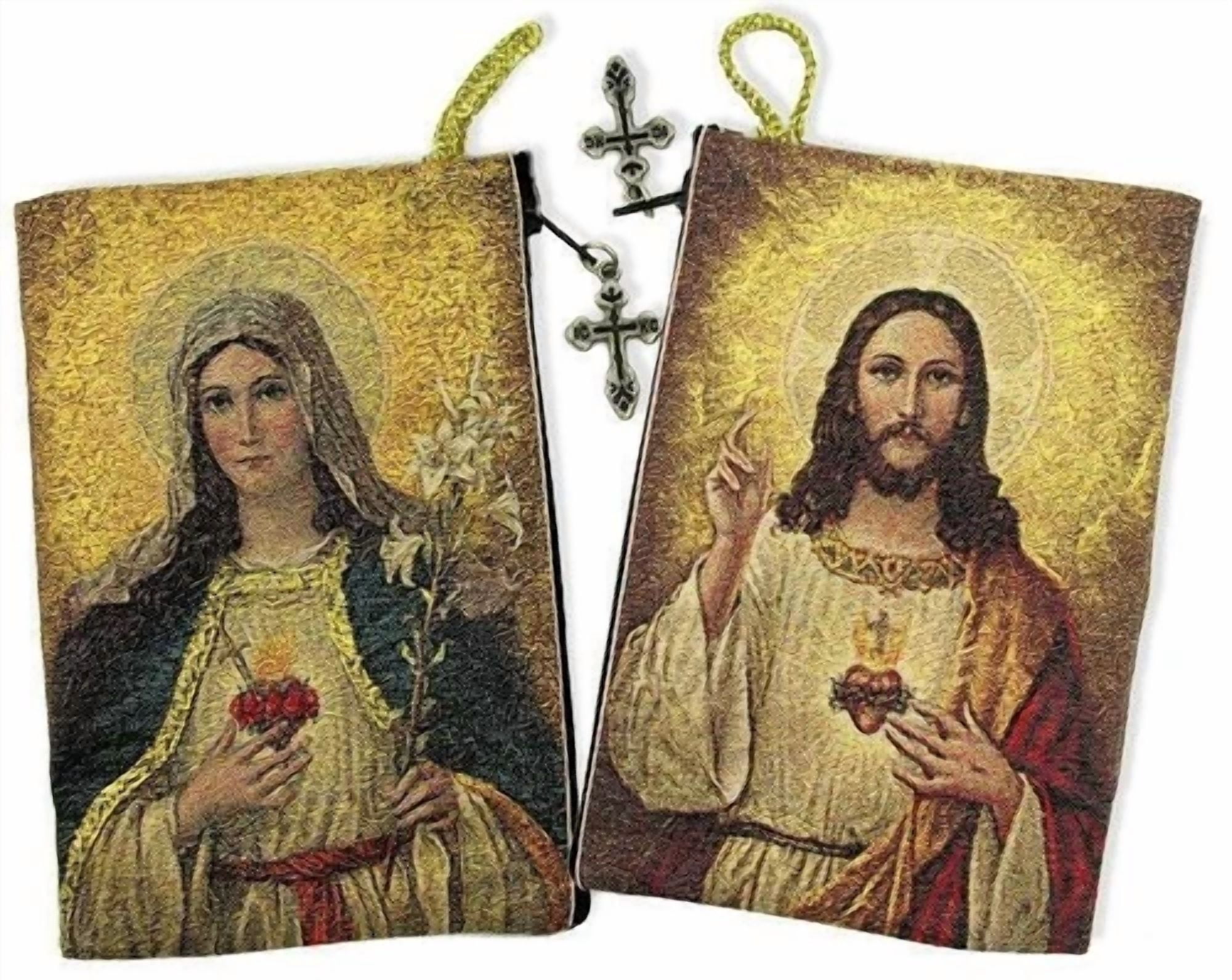 CIRCLE- Sacred Heart & Mary Immaculate Rosary Icon Pouch Case Cloth ...