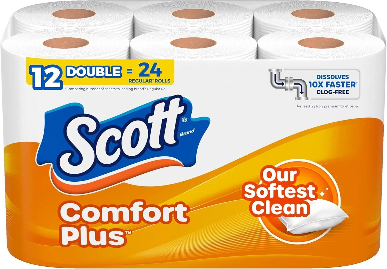 CIRCLE- Scott Comfortplus Toilet Paper, 12 Double Rolls,231 Sheets Per Roll, Septic Safe