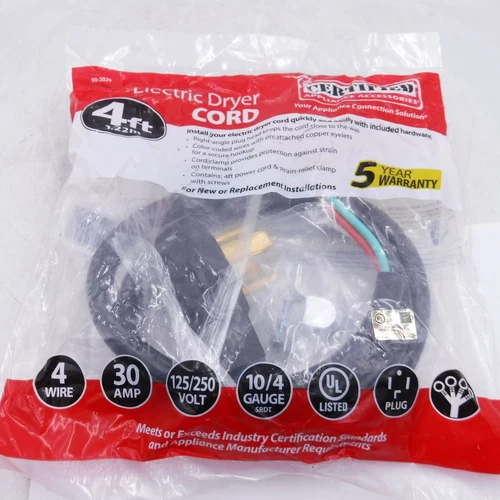 CIRCLE- Sela Certified 30 Amp 4-Wire Electric Dryer Power Cord 4Ft Mpn 90-2020
