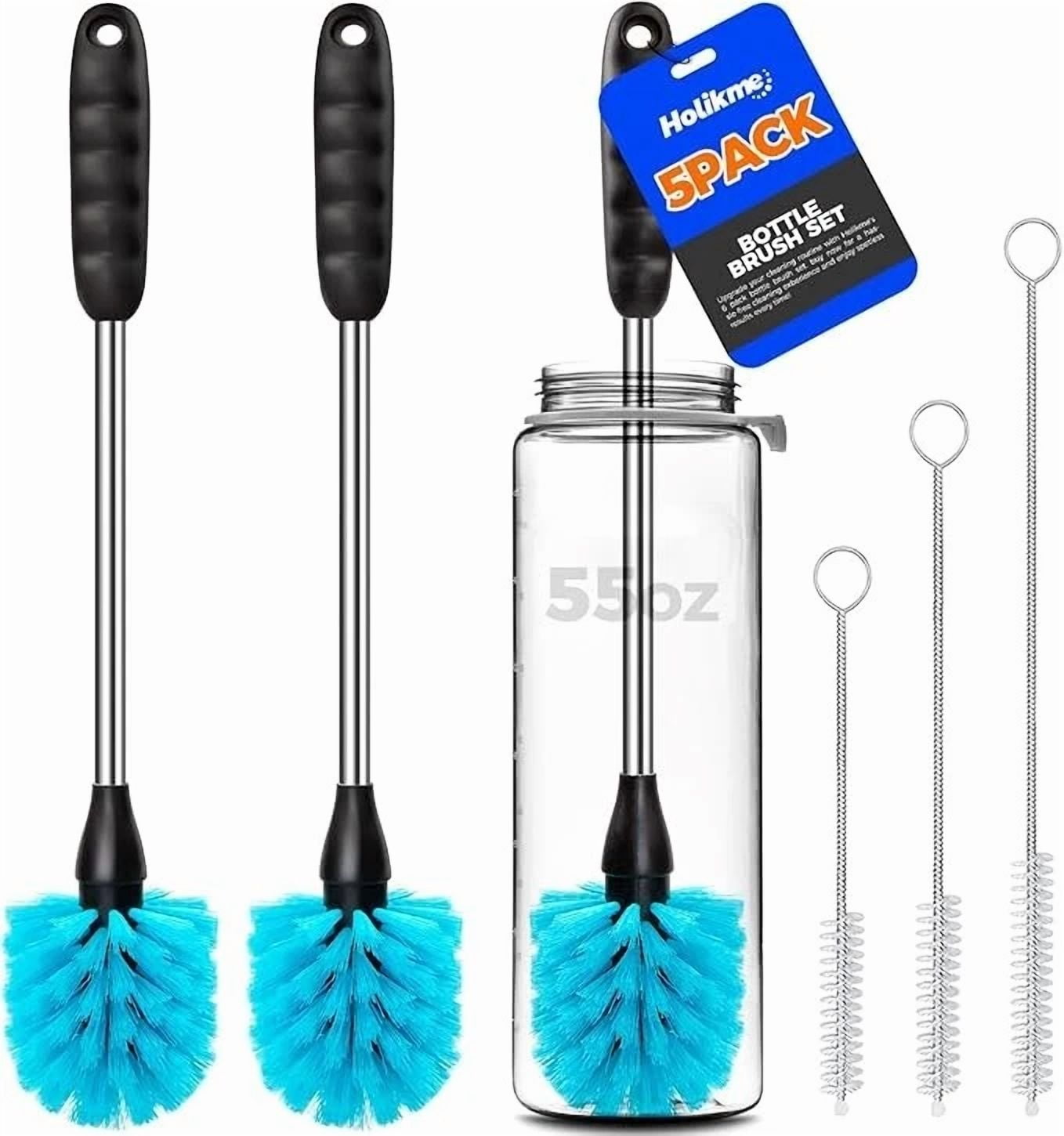CIRCLE- "Set Of 5 Bottle Brush Cleaners – 14" Long Handle Stainless Steel Brushes"