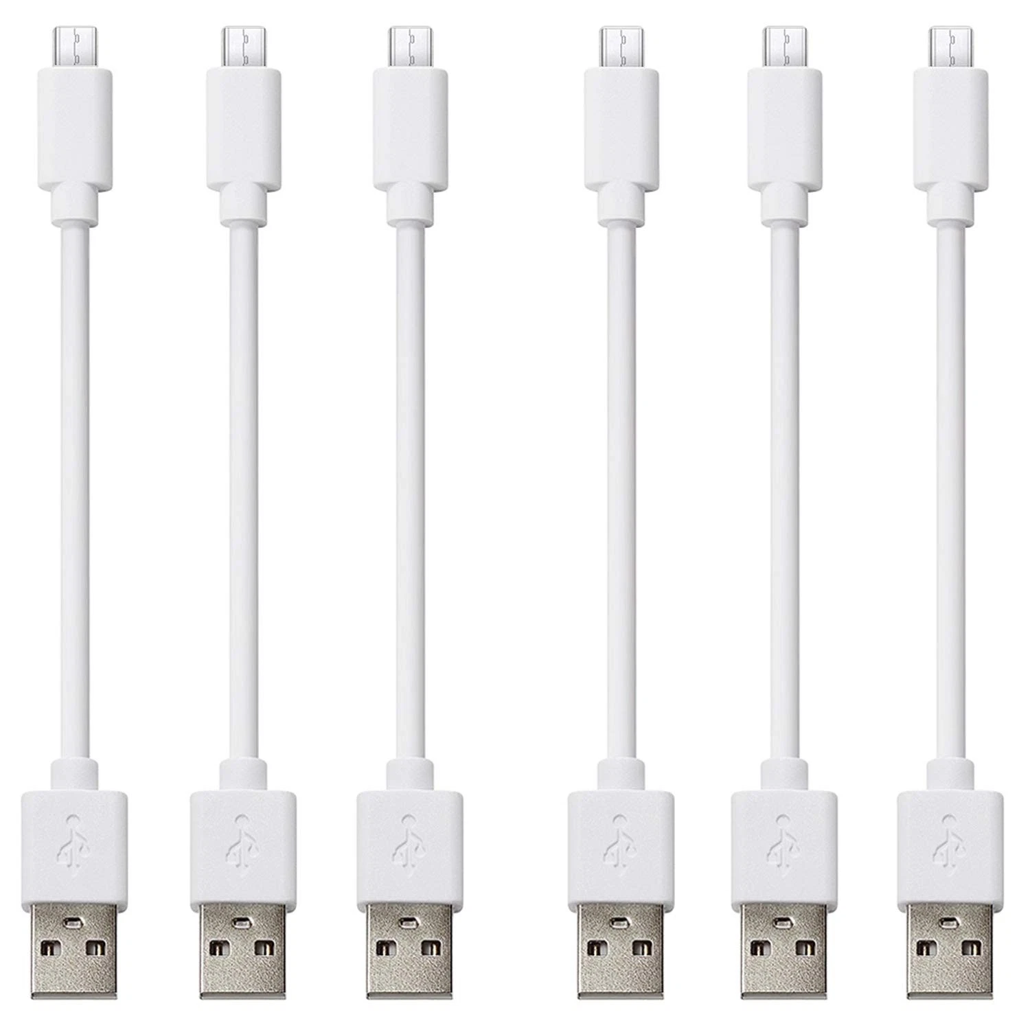 CIRCLE- Short Micro Usb Cable (6 Pack 8Inch White), Android Phone Charger Cord, High ...