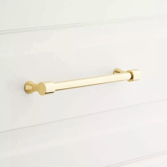 CIRCLE- Signature Hardware 6" Strasbourg Solid Brass Cabinet Pull -Polished Brass