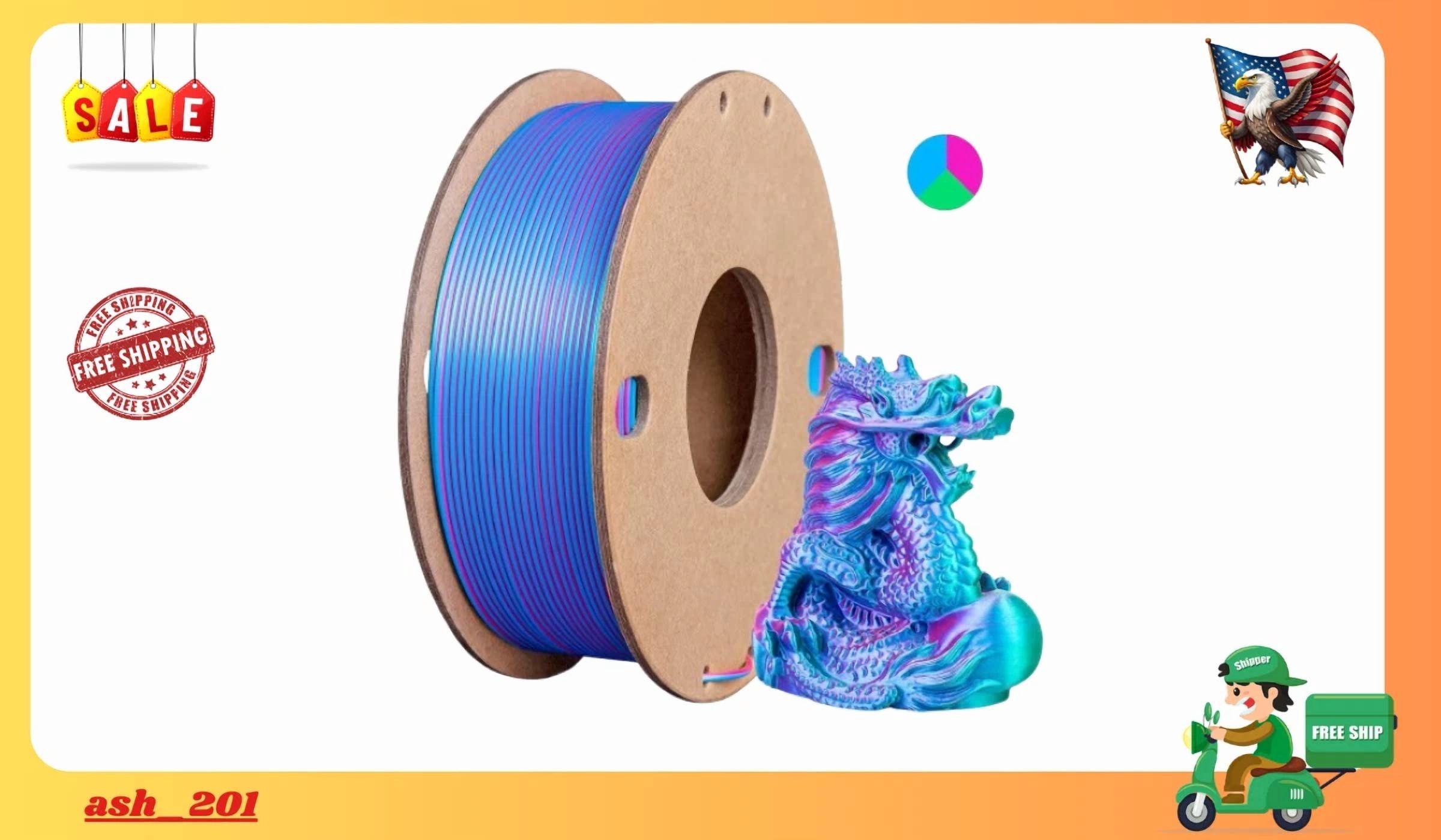 CIRCLE- Silk Pla 3D Printer Filament Triple Color Silk Pla Filament 1.75Mm 3D Printing