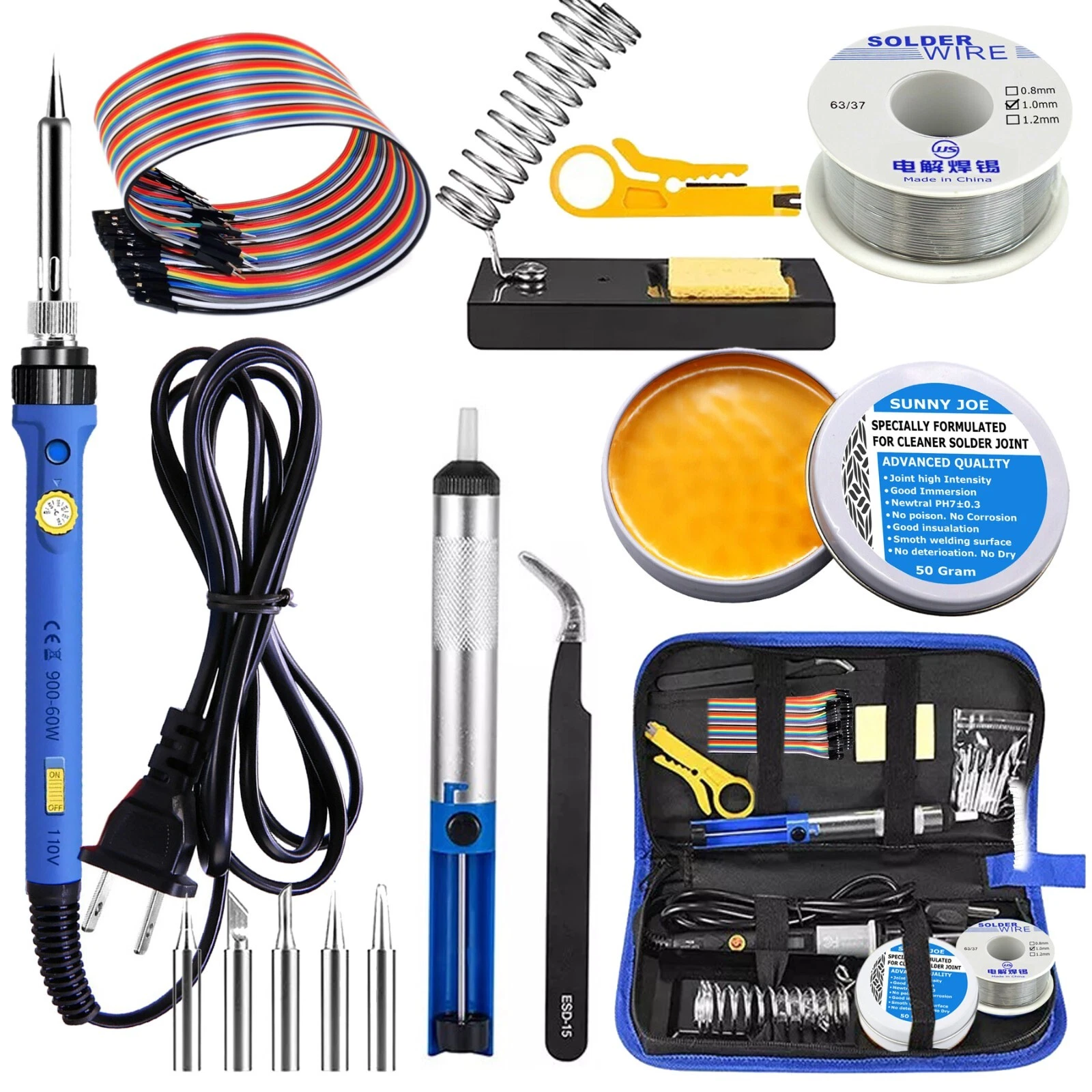 CIRCLE- Soldering Iron Kit, 60W Adjustable Temperature Solder Sucker Wire Welding Tool