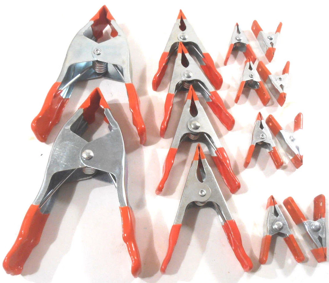CIRCLE- Spring Clamps Lot Of 14 Pc. Assorted Metal 2-6 Inch,4-4 Inch,8-2 Inch
