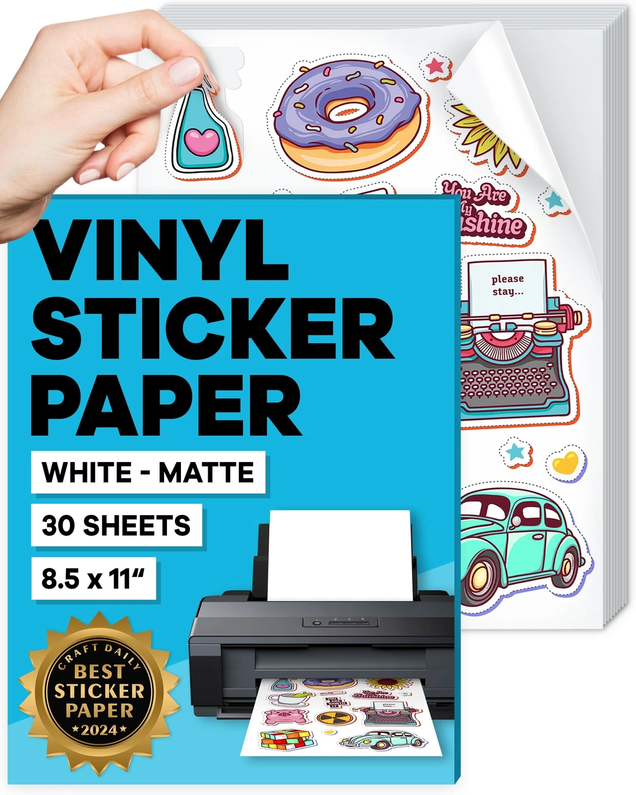 CIRCLE- Sticker Paper For Inkjet Printer - 30 Sheets 8.5 X 11" Letter Size Matte Stic...