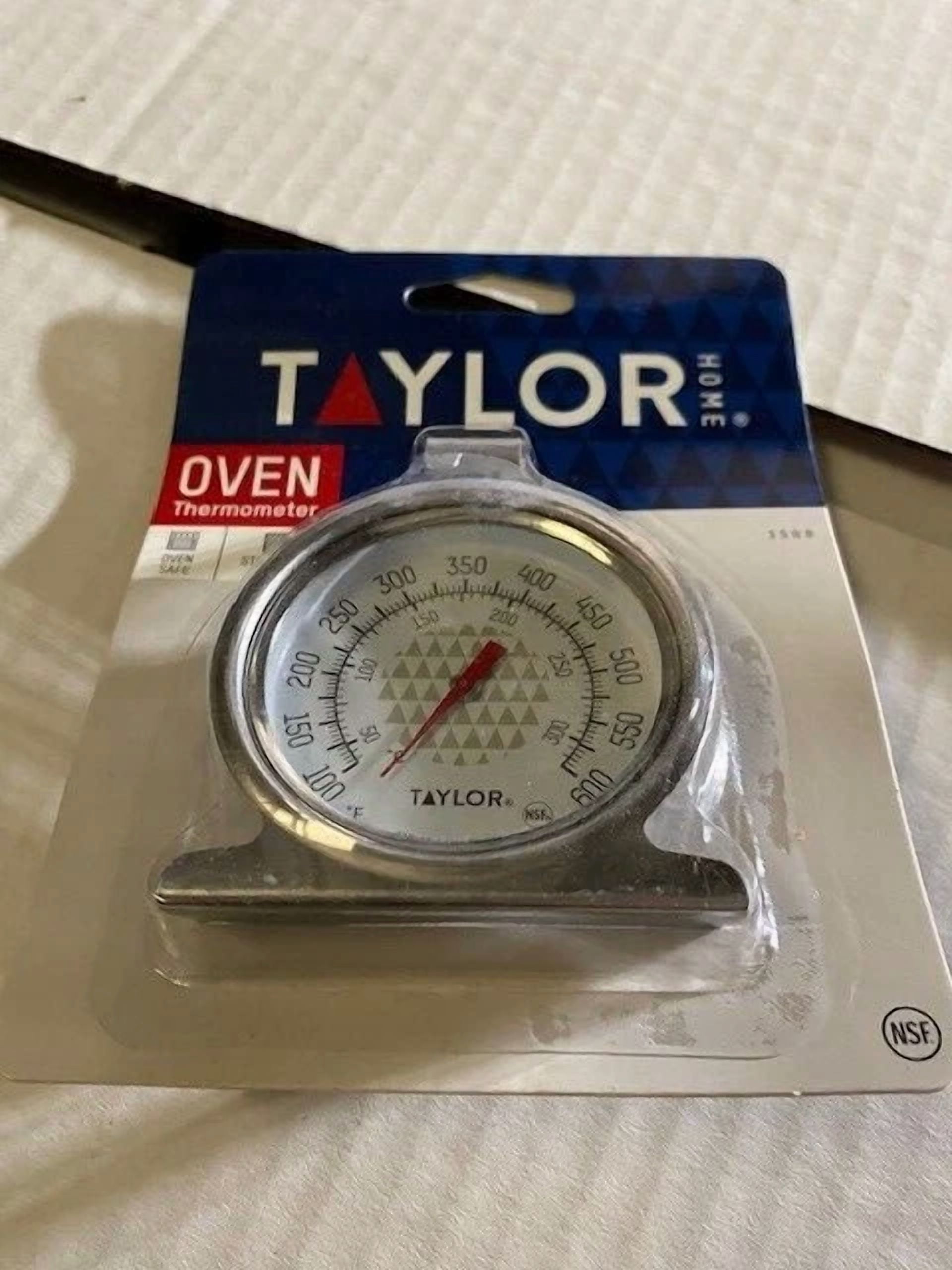 CIRCLE- Taylor Home Oven Thermometer Stainless Steel 3506 Hangs/Stands 100°F To 600°F