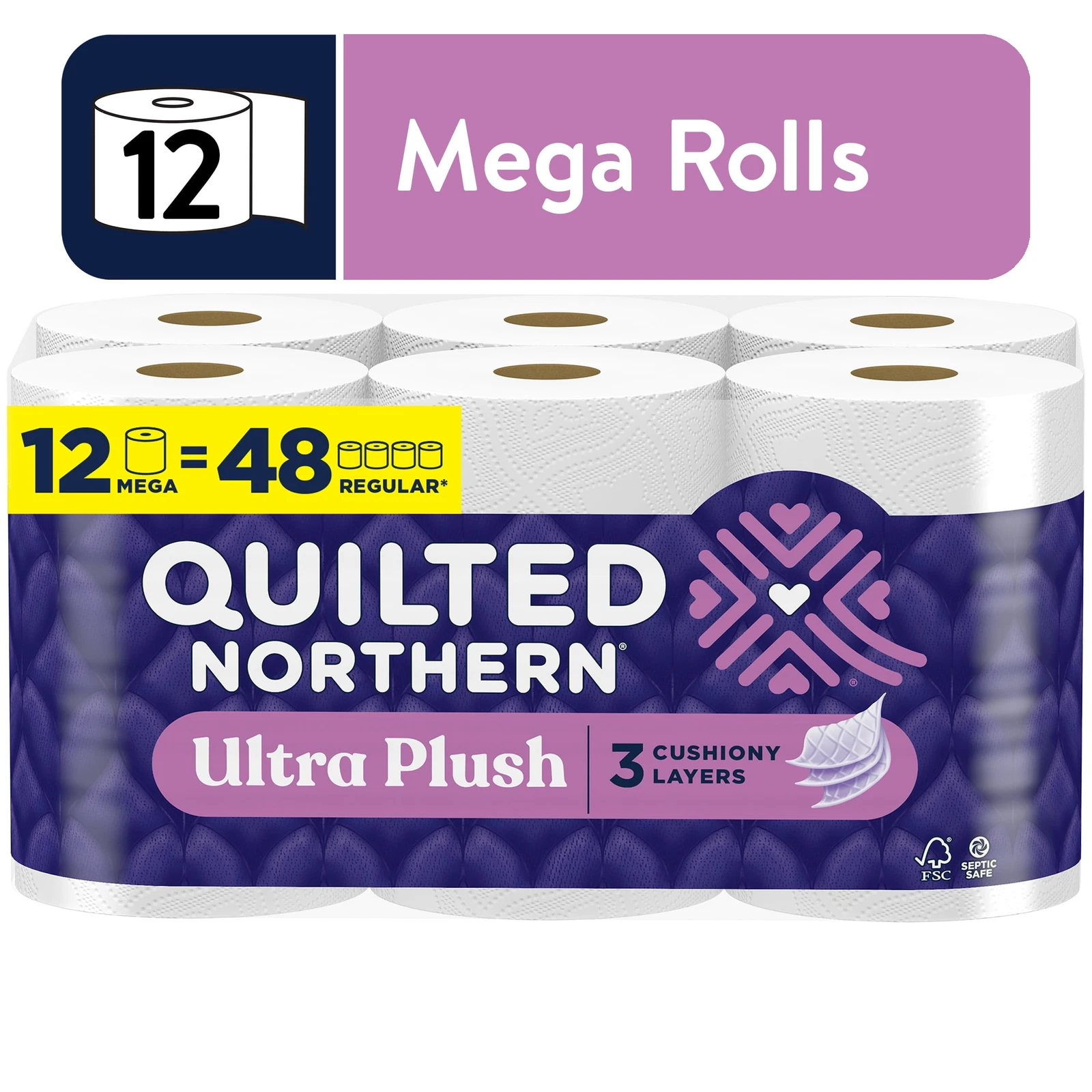 CIRCLE- Ultra Plush Toilet Paper, 12 Mega Rolls, 3-Ply Toilet Tissue
