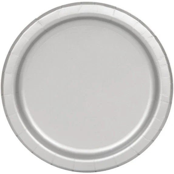 CIRCLE- Unique Industries, Paper Plates, 16 Pieces - Silver,Party Tableware & Serveware