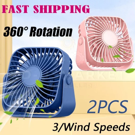 CIRCLE- Usb Desk Fan 2Pack Small Mini Personal Cooling Fan For Office ...