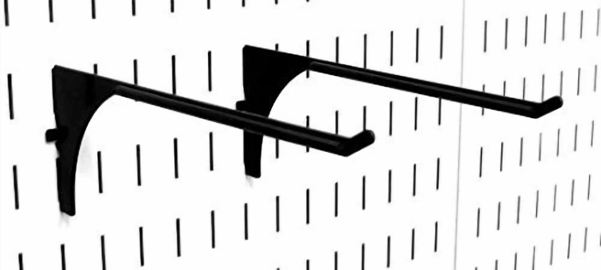 CIRCLE- Wall Control Pegboard 9In Reach Extended Slotted Hook Pair - Slotted Metal