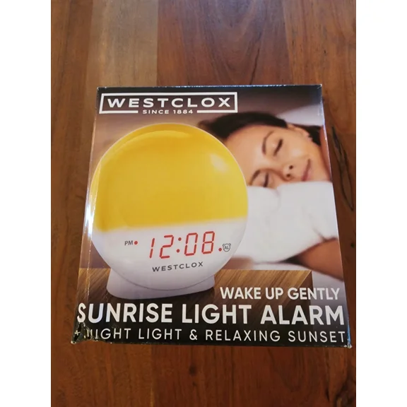 CIRCLE- Westclox 5"White Electric Sunrise Simulator Alarm Clock W. Led Display ??