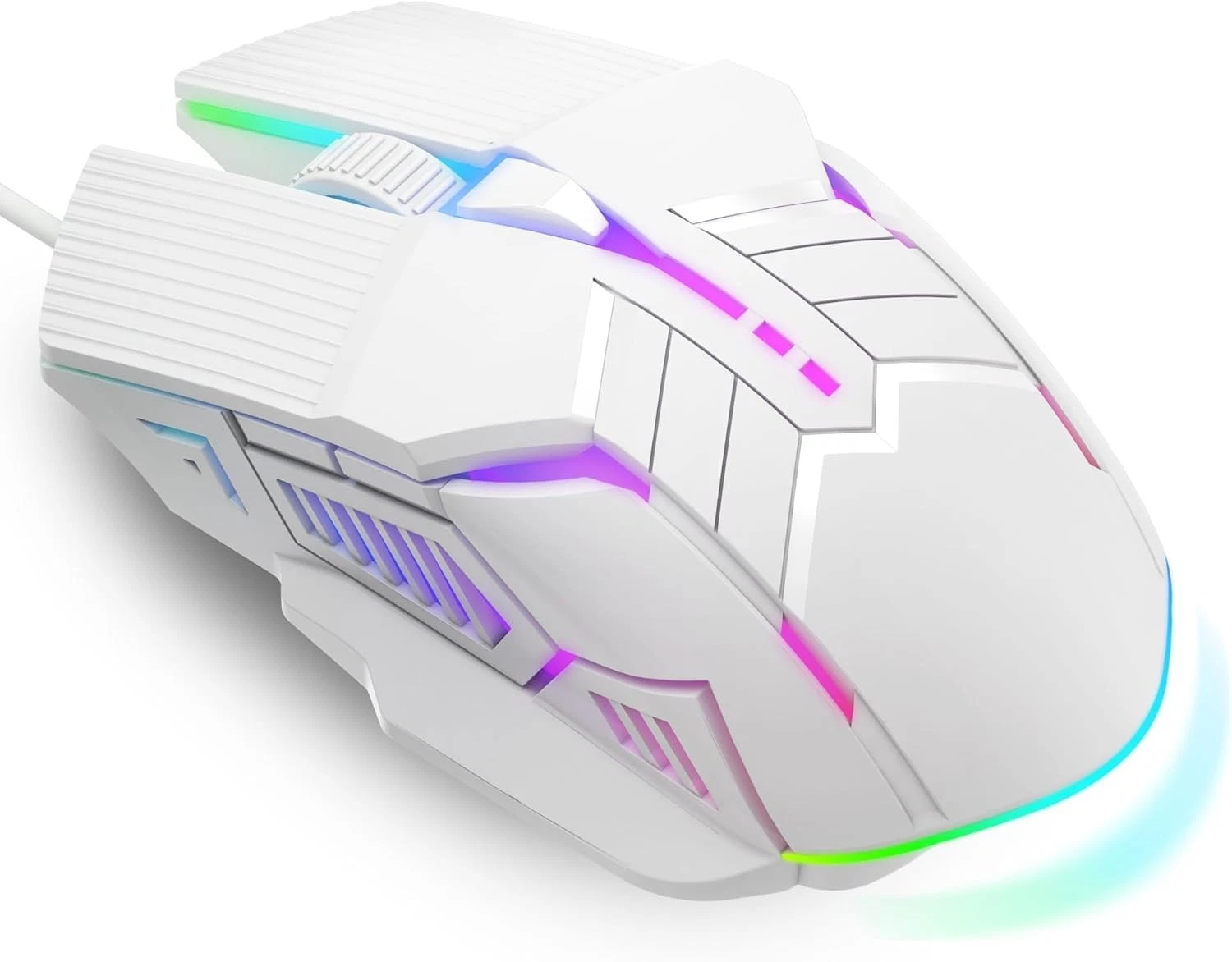 CIRCLE- Wired Gaming Mouse Rgb Led 6-Button Usb Mice 3200Dpi Ergonomic - White