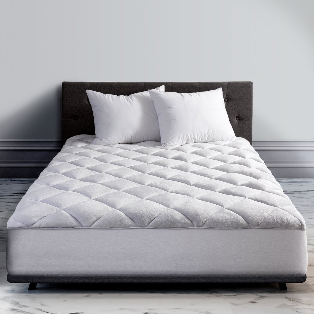 Comfortable Padding CIRCLESHOME Double Puff Fleece mattress Pad for Cozy and Comfortable ...