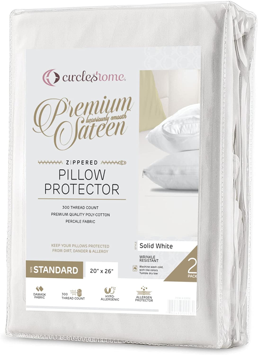Standard White Cotton Blend Hypoallergenic Pillow Protector