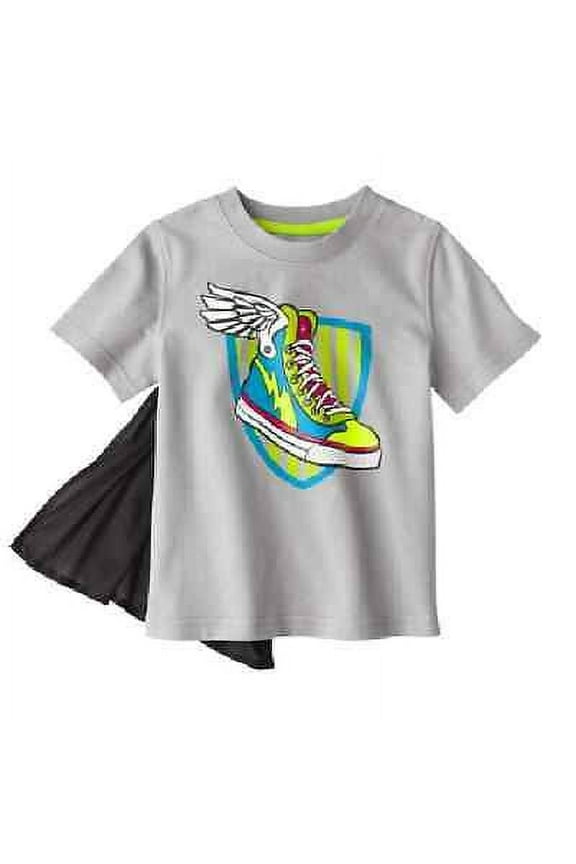 TOP TEE SHIRT BOYS TODDLER W/ REMOVABLE CAPE SHOE SZ 2T GREY