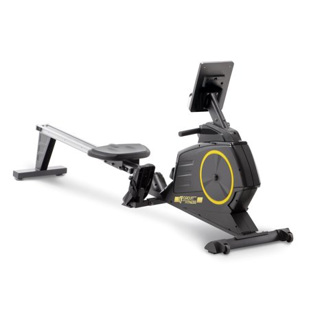CIRCUIT FITNESS Deluxe Foldable Magnetic Rowing Machine with 8 Resistance Settings/Transport Wheels/LCD Monitor & Bluetooth AMZ-986RW-BT