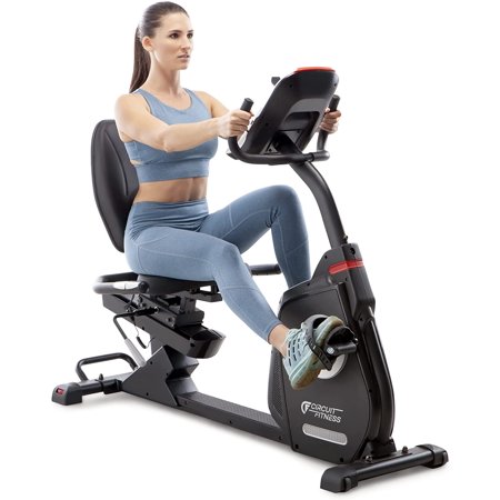 CIRCUIT FITNESS Recumbent Magnetic Exercise Bicycle, Black, 300 lb