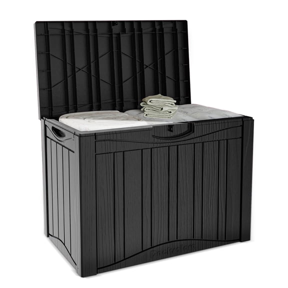 CIRUI 45 Gallon Double-Wall Resin Deck Box - Lockable Waterproof Outdoor Storage Box, 515lbs Capacity and Doubles as Seating for Patio Furniture - Garden Tools, Pool Accessories (Black)