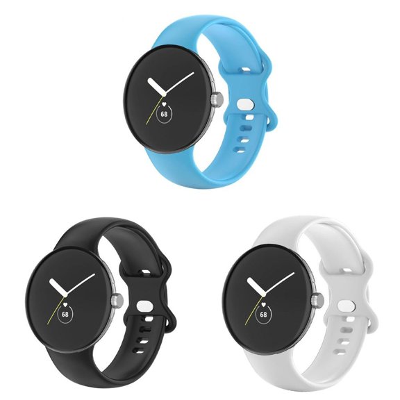 CIRUTVAL 2/3/4Pack Soft Silicone Sport Bands For Google Pixel Watch Band Slim Waterproof Google Pixel Watch Strap No Gap Silicone Sports Replacement Wristbands For Google Pixel Watch Band Women Men