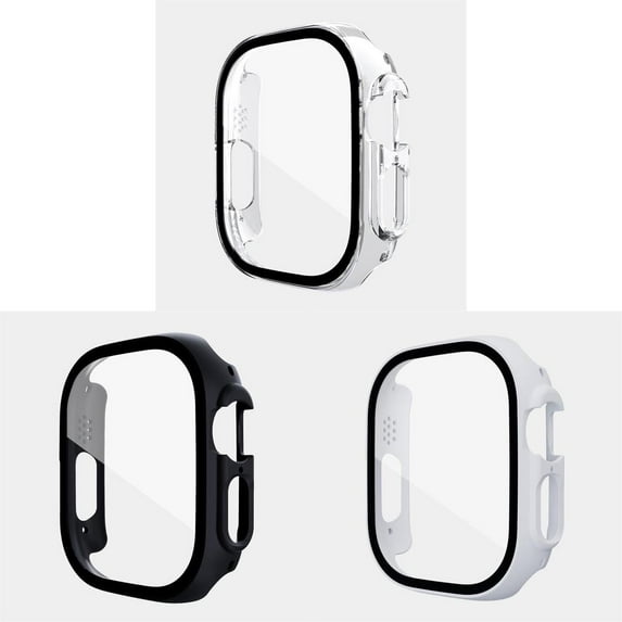 CIRUTVAL 2/3Pack Hard PC Case For Apple Watch Ultra 49mm Covers,Protective Case with Tempered Glass Screen Protector Full Coverage Bumper Shockproof Protective Cover For iWatch Ultra 49mm Men Women