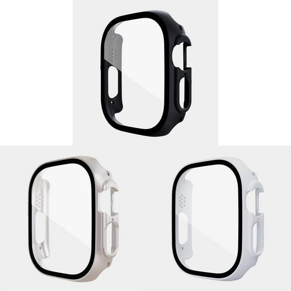 CIRUTVAL 2/3Pack Hard PC Case For Apple Watch Ultra 49mm Covers,Protective Case with Tempered Glass Screen Protector Full Coverage Bumper Shockproof Protective Cover For iWatch Ultra 49mm Men Women