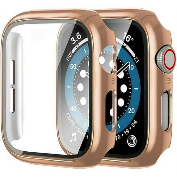 CIRUTVAL 2pack Tempered Glass Case for Apple watch 44mm 45mm 41mm 42mm 38mm 40mm for Women Men, Screen Protector Full Protective Hard PC Bumper Case Face Cover for iWatch Series 8 7 SE 6 5 4 3 2 1