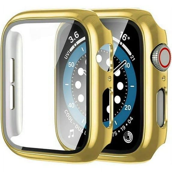 CIRUTVAL 2pack Tempered Glass Case for Apple watch 44mm 45mm 41mm 42mm 38mm 40mm for Women Men, Screen Protector Full Protective Hard PC Bumper Case Face Cover for iWatch Series 8 7 SE 6 5 4 3 2 1