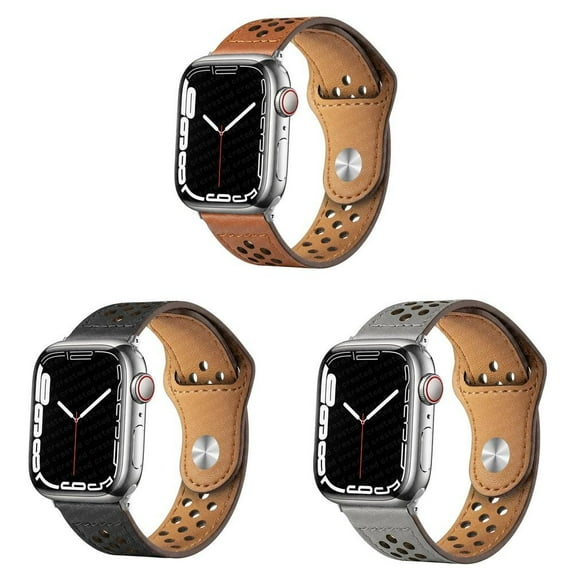 CIRUTVAL 3Pack UP Soft Leather Bands Compatible with Apple watch iWatch Bands 45mm 41mm Ultra 49mm 38mm 40mm 44mm 42mm Thin Breathable Leather Wristbands for iWatch Series 9 8 7 SE 6 5 4 3 2 1