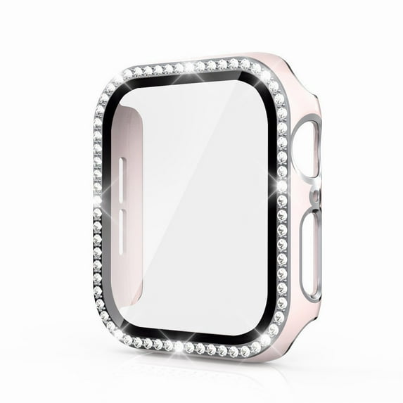 CIRUTVAL Bling PC Case Cover with Tempered Glass Screen Protector Compatible with Apple Watch case 40mm 44mm 42mm 38mm iWatch Diamond bumper+Screen Protector Apple Watch Series se 6 5 4 3 2 1