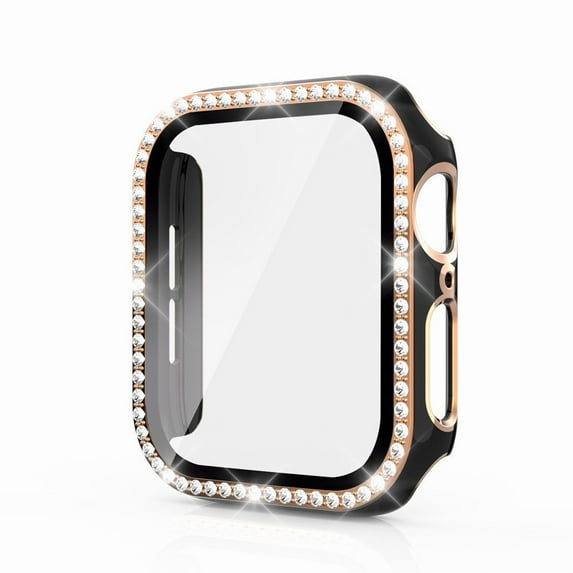 CIRUTVAL Bling PC Case Cover with Tempered Glass Screen Protector Compatible with Apple Watch case 40mm 44mm 42mm 38mm iWatch Diamond bumper+Screen Protector Apple Watch Series se 6 5 4 3 2 1