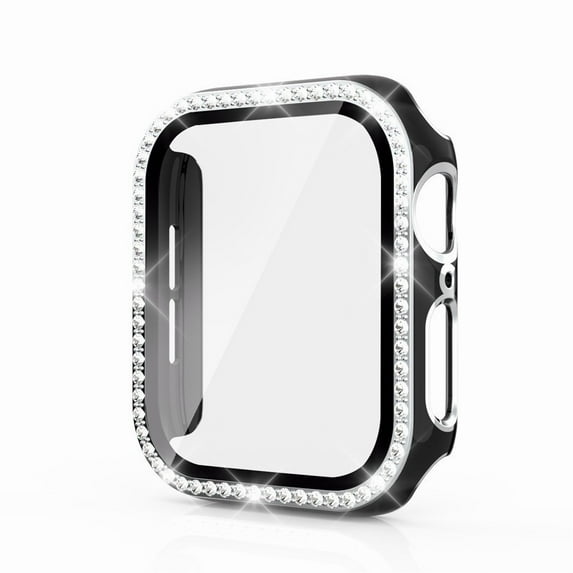 CIRUTVAL Bling PC Case Cover with Tempered Glass Screen Protector Compatible with Apple Watch case 40mm 44mm 42mm 38mm iWatch Diamond bumper+Screen Protector Apple Watch Series se 6 5 4 3 2 1