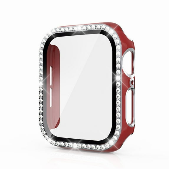 CIRUTVAL Bling PC Case Cover with Tempered Glass Screen Protector Compatible with Apple Watch case 40mm 44mm 42mm 38mm iWatch Diamond bumper+Screen Protector Apple Watch Series se 6 5 4 3 2 1