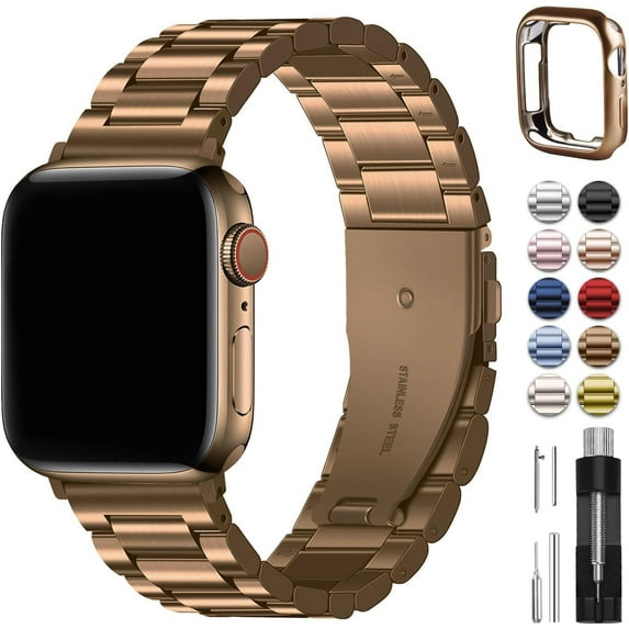 CIRUTVAL Compatible Apple Watch Bands and case iWatch Bands 49mm 45mm 44mm 42mm 41mm 40mm 38mm, Stainless Steel iWatch Band with Case for iWatch Series 9 8 7 6 5 4 3 2 1 SE Ultra