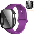 thumbnail image 1 of CIRUTVAL Compatible with Apple Watch Silicone Sport Bands iWatch Series Band 49mm 45mm 44mm 41mm 40mm and Hard Privacy Screen Protectors Case Cove Apple Watch Series 9 8 7 SE 6 5 4 Ultra 2 Women Men, 1 of 12