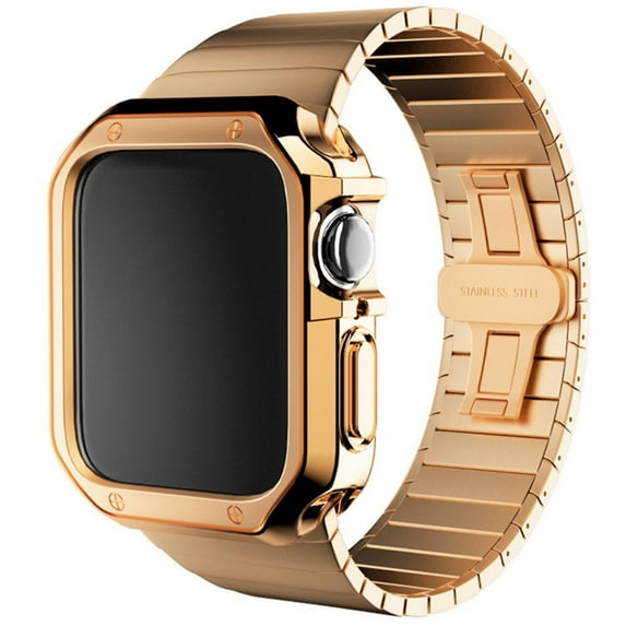 CIRUTVAL Compatible with Apple Watch Stainless Steel Metal 41mm 40mm 38mm 45mm 44mm 42mm Band and Case for Women Men, iWatch Metal Bands with TPU Cover for iWatch Series 9 8 7 SE 6 5 4 3 2 1