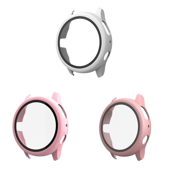 CIRUTVAL Glass+Case For Samsung Galaxy watch active 2 44mm/40 mm ,Waterproof Hard PC Bumper Full Protective Cover with Tempered Glass Screen Protector For Galaxy watch active 2 44mm 40mm
