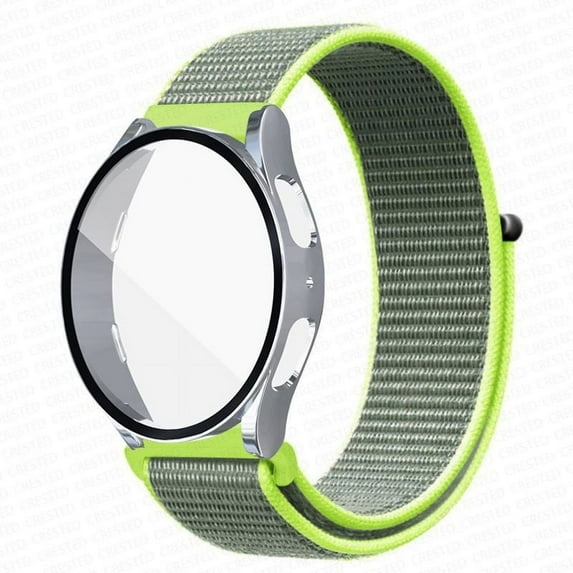 CIRUTVAL Nylon Band Braided Loop Strap + Hard Case Compatible with Samsung Galaxy watch 5 4 40mm 44mm with Tempered Glass Bumper Case Cover